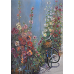 Le vélo et les roses trémières